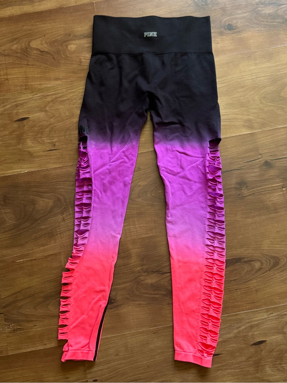 PINK Victoria's Secret Girls' Ombre Ruffle Leggings — Black, Purple, Pink, Coral